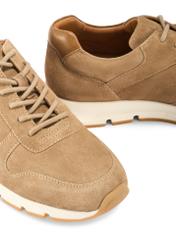 Beige suede men's shoes BUTYM-0541-1B(W26), close-up of the detail on a white background.