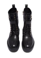 Black leather women's ankle boots BUTYD-1311-99(Z26), front product view on white background.