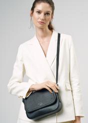 Black leather women's messenger bag TORES-0985C-99(W25)
