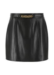 Black imitation leather skirt SPCDP-0003-99(W23)-04