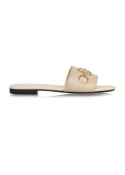 Beige women's flip-flops with decorative buckle BUTYD-1070-81(W24)-01