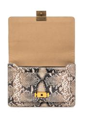 Women's leather handbag with animal motif TORES-1165-86(Z25), view of the product flap on a white background.