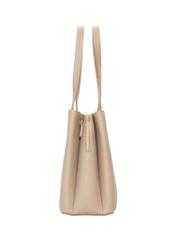 Beige leather shopper bag TORES-1342-1B(Z26), side product view on a light background.