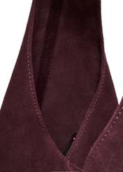 Burgundy suede shopper bag TORES-1403-4D(Z26) - close-up detail, on white background.