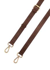 Brown suede handbag TORES-1191-89(Z25), close-up of the product strap, view on a white background.