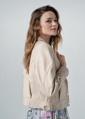 Beige leather jacket for women KURDS-0449-1370(W24)-03