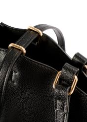Large black shopper bag TOREC-1201-99(W26), close-up of the product detail on a white background.