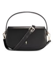 Small black women's messenger bag TOREC-1185-99(W26), front product view on white background.