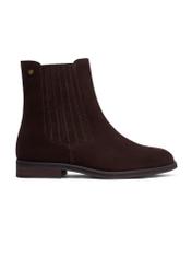 Dark brown suede women's Chelsea boots BUTYD-1279-1I(Z26), side view of the product on a white background.