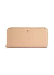 Beige leather women's wallet PORES-0800R-1B(W26) - front product view, on white background.