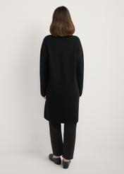 Black women's basic cardigan KARDT-0041-99(W25), back view of the product on the model. Full body visible.