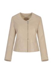 Beige leather jacket for women KURDS-0232-4157(W23)-03