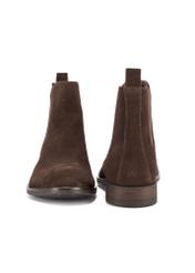 Men's brown suede Chelsea boots BUTYM-0463-1I(Z26), front and back product view on white background.