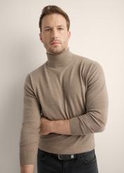 Men's wool turtleneck in camel color SWEMT-0198-1D(Z26)
