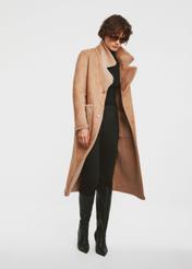 Beige double-sided long women's fur coat  FUTDP-0051-24(Z24)-03