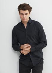 Men's black slim shirt KOSMT-0302-99(Z24)-02