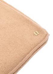 Beige women's cashmere scarf SZADT-0093-81(Z25), close-up of the product detail, view on a white background.