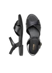 Women's leather sandals in black BUTYD-1259-99(W26), product view from above on a white background.