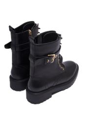 Black leather women's ankle boots BUTYD-1311-99(Z26), product view from the back on a white background.