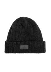 Black men's winter hat CZAMT-0018A-99(Z25), front product view on white background.