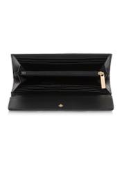 Large black women's wallet with decorative strap POREC-0357-99(Z23)-04