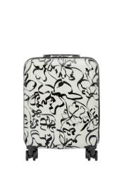 Small patterned suitcase on wheels WALAB-0074-1P-19(W26), front product view on white background.