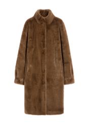 Brown elegant women's fur coat FUTDP-0050-89(Z25), product view from the front on a white background.