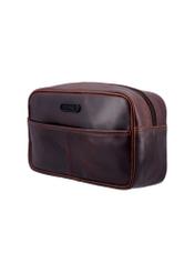 Dark brown leather men's cosmetic bag TORMS-0544-1I(Z26), diagonal product view on white background.