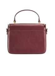 Burgundy women's trunk handbag TOREC-1080-49(Z25) - product view from the back on a white background.