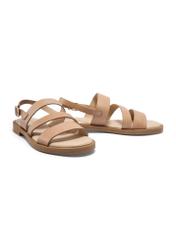 Light beige women's leather sandals BUTYD-1152-1A(W26), diagonal product view on white background.