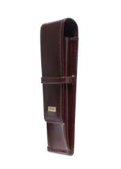 Burgundy leather pen case PL-178-4D(KS), diagonal product view on white background.