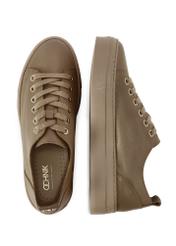 Women's leather sneakers in cool beige color BUTYD-1062-1K(W26) - product view from above, on a white background.
