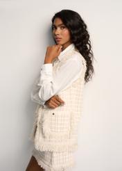 Women's cream check vest KAMDT-0022-12(Z22)-06