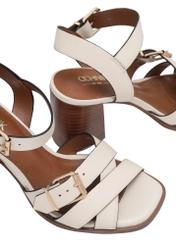 Cream leather women's sandals BUTYD-1177-12(W25)-07