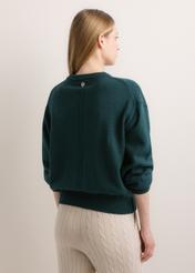 Women's turquoise oversized sweater SWEDT-0280-7F(Z26), back view on a model. Half of the figure is visible.