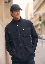 Men's navy blue transitional jacket KURMT-0376-7D(W26)