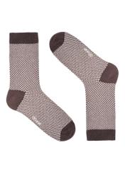 Brown men's herringbone socks SKAMT-0205-1H(Z26), product view from the front on a white background.