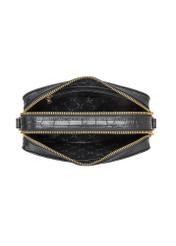 Small black leather croco handbag TORES-1231-9G(W26) - product view from above, on white background.
