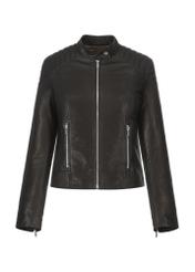 Women's black leather jacket KURDS-0436-1313(W23)-04