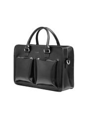 Black leather business briefcase TORMS-0531-99(Z26), diagonal product view on a light background.
