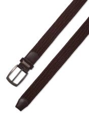 Brown braided men's belt PASMT-0004-1H(Z26), view of the product buckle on a white background.