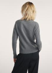 Gray women's sweater SWEDT-0251-91(Z25), product visible from the back on the model, half of the silhouette visible.