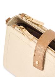 Cream leather shoulder bag TORES-1275-0B(W26) - close-up detail, on white background.