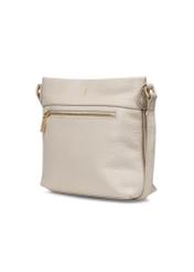 Cream leather women's shoulder bag TORES-0896C-12(W25) - diagonal view of the bag on a white background.