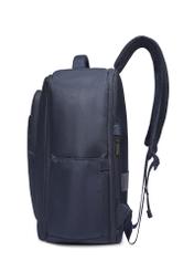 Navy blue airplane backpack PLCMN-0014-7D(Z26), side view of the product on a light background.