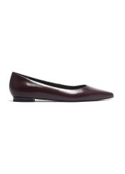 Women's leather burgundy ballet flats BUTYD-1308-4E(Z26), side view of the product on a white background.