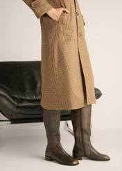 Brown leather women's boots BUTYD-1358-1L(Z26)