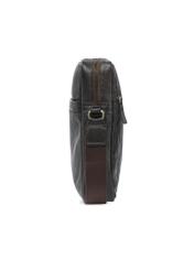 Men's dark brown leather bag TORMS-0502-1I(W26) - side product view, on a white background.