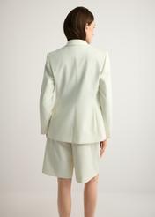 Women's white wool-blend blazer ZAKDT-0045-0B(W26), back view of the product on the model. Half of the silhouette visible.