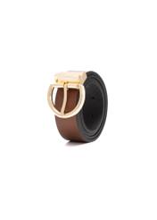 Reversible brown and black women's belt PASDS-0175B-88(Z25), diagonal product view on white background.
